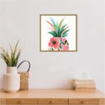 Amanti Art Framed Canvas Wall Art 16x16 Pina Colada (Floral Pineapple) by Eva Wa... - Image 9
