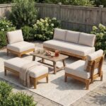 Christopher Knight Home George Modern Acacia Wood Patio Furniture Set, Sectional... - Image 21