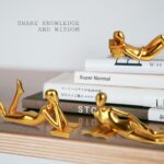 Gold Home Decor Thinker Reading Women Statue for Living Room, Modern Shelf Decor... - Image 4