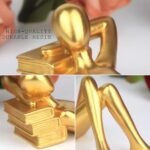 Gold Home Decor Thinker Reading Women Statue for Living Room, Modern Shelf Decor... - Image 6