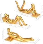 Gold Home Decor Thinker Reading Women Statue for Living Room, Modern Shelf Decor... - Image 7