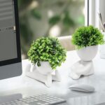 MAKHOT 4 Packs Creative Fake Plants Artificial Succulents Plants in Ceramic Huma... - Image 3