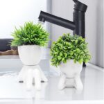 MAKHOT 4 Packs Creative Fake Plants Artificial Succulents Plants in Ceramic Huma... - Image 5