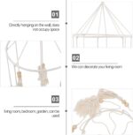 Bohemian Tassel Leaf Wall Hanging Ornament Iron Hoop, Beige Decorative Indoor Pe... - Image 4