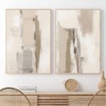 Gobeiuasy Abstract Beige Wall Art Set of 2 Beige Neutral Wall Art Minimalist Art... - Image 4