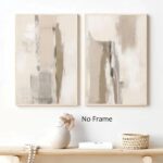 Gobeiuasy Abstract Beige Wall Art Set of 2 Beige Neutral Wall Art Minimalist Art... - Image 7