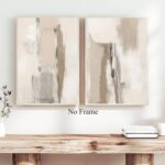 Gobeiuasy Abstract Beige Wall Art Set of 2 Beige Neutral Wall Art Minimalist Art... - Image 8