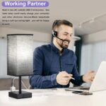 aooshine Black Lamp for Bedroom-Touch Lamp with USB-C+A and AC Outlets,3 Way Bed... - Image 4