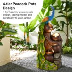 Glitzhome 4-Tier Oversized Peacock Sculpture with Jars Outdoor Water Fountain wi... - Image 4