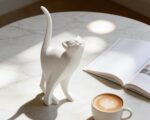 White Cat Statue Modern Abstract, Home Office Shelf Decor, 7-Inch Vibrant Assort... - Image 4