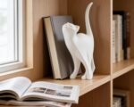 White Cat Statue Modern Abstract, Home Office Shelf Decor, 7-Inch Vibrant Assort... - Image 5