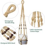 Macrame Plant Hanger 3 Pack Indoor & Outdoor Wall Hanging Planter + 3 Hooks Hang... - Image 4