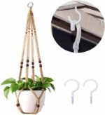 Macrame Plant Hanger 3 Pack Indoor & Outdoor Wall Hanging Planter + 3 Hooks Hang... - Image 8