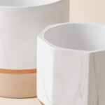 LA JOLIE MUSE White Ceramic Flower Pots - 6.7 + 5.4 Inch Indoor Planters, Plant ... - Image 5