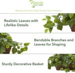 Nearly Natural 34in Artificial Pothos Ivy Plant with Ledge Basket Faux Trailing ... - Image 5