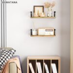 SRIWATANA Floating Shelves Wall Mounted Set of 2 Rustic Wood Shelves with Large ... - Image 6