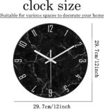 Black Minimalist Wall Clocks for Living Room Glass Marble Pattern Wall Clocks Ba... - Image 6