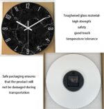 Black Minimalist Wall Clocks for Living Room Glass Marble Pattern Wall Clocks Ba... - Image 7