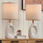 EUO 20" White Ceramic Lamps Set of 2 for Bedroom, Small Oval Lamps for Nightstan... - Image 3