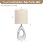 EUO 20" White Ceramic Lamps Set of 2 for Bedroom, Small Oval Lamps for Nightstan... - Image 4