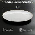 BTaT- White Porcelain Dinner Plates, Set of 12, 10.5" Gold Rimmed, Classic Style... - Image 4