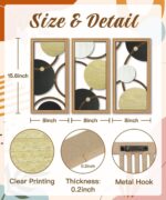 Putuo Decor Modern Geometric Cut-Out Wall Art Set of 3, Black Gold Circle Wall P... - Image 3