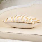 Alerfa Gold Leather Striped White Throw Pillow Cover 18x18 Inch, Geometric Luxur... - Image 4