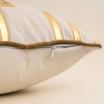 Alerfa Gold Leather Striped White Throw Pillow Cover 18x18 Inch, Geometric Luxur... - Image 6