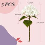 Yatim 21In White Artificial Hydrangea Flowers 5 Pcs Real Touch 3D Print Latex Fl... - Image 3