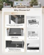 Aluminum Outdoor Patio Furniture, 2 Pieces Armchairs, All-Weather Metal Modern O... - Image 6
