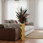 Golden Wave Floor Vase for Decor, 23.6" Tall Elegant Flower Vase for Pampas Gras... - Image 5