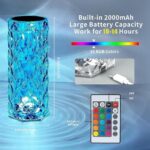 2 Pack Crystal Table Lamp, Remote and Touch Control Rose Wave Lamp, RGB Color Ch... - Image 4