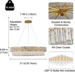 Crystal Chandelier, 31" 12-Light Large Chandelier for Living Room, Round Gold Ch... - Image 3