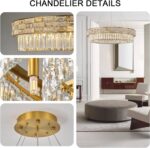 Crystal Chandelier, 31" 12-Light Large Chandelier for Living Room, Round Gold Ch... - Image 4