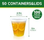 Dealusy 50 Set 32 oz Deli Containers with Lids, Leak-Proof BPA Free Plastic Take... - Image 3