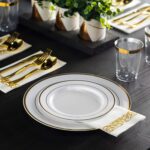 Munfix 200 Gold Plastic Plates Set, 100 Pcs 10 Inch White Dinner and 100 Pcs 7 I... - Image 6