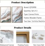 QTESPEII Large Framed Wall Art Set of 2 Abstract Wave Texture Canvas Prints Pain... - Image 3