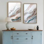 QTESPEII Large Framed Wall Art Set of 2 Abstract Wave Texture Canvas Prints Pain... - Image 7