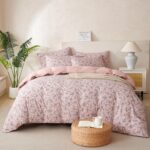 Jane yre King Size Duvet Cover Floral Soft Brushed Microfiber Crinkle Gauze 3 Pi... - Image 3