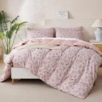 Jane yre King Size Duvet Cover Floral Soft Brushed Microfiber Crinkle Gauze 3 Pi... - Image 4