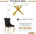 SSLine Modern 5-Piece Gold Glass Dining Table Set for 4 Luxury Rectangle Glass K... - Image 5