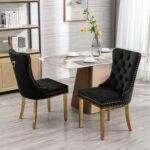 SSLine Modern 5-Piece Gold Glass Dining Table Set for 4 Luxury Rectangle Glass K... - Image 6