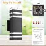 tewei 4 Pack Outdoor Wall Lights, Modern Exterior Light Fixture Wall Mount Black... - Image 5