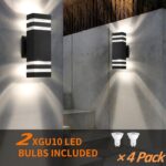 tewei 4 Pack Outdoor Wall Lights, Modern Exterior Light Fixture Wall Mount Black... - Image 7