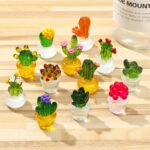ONEST 12 Pieces Crystal Miniature Cactus Figurines Handmade Art Cactus for Home ... - Image 4