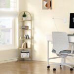 Homhedy 5-Tier Corner Shelf Stand, Metal Corner Bookshelf, Tempered Glass Shelve... - Image 6