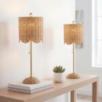 JONATHAN Y 27.5" Brass Gold Coastal Buffet Table Lamp Set of 2 for Bedroom, Boho... - Image 3