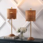 JONATHAN Y 27.5" Brass Gold Coastal Buffet Table Lamp Set of 2 for Bedroom, Boho... - Image 8