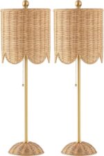 JONATHAN Y 27.5" Brass Gold Coastal Buffet Table Lamp Set of 2 for Bedroom, Boho... - Image 9