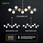 Mid Century Modern Globe Sputnik Chandelier, 9-Light Linear Chandeliers for Dini... - Image 7